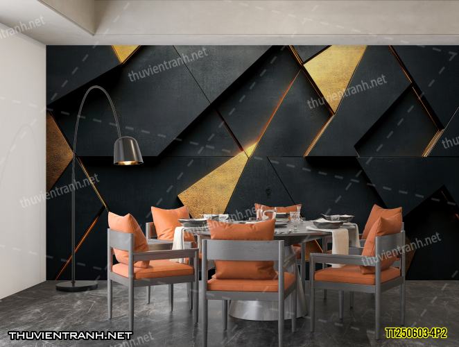 Tranh dán tường 3D trừu tượng- -TT250603-4P2 - Tranh tường chất lượng cao